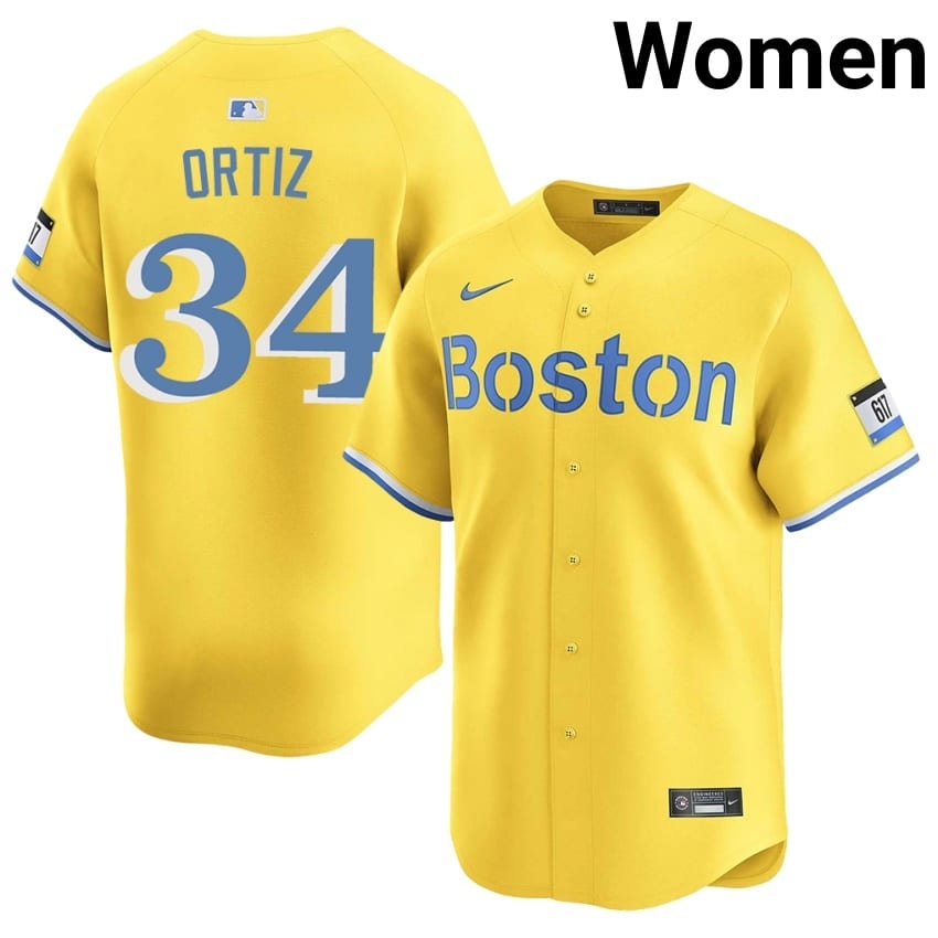 #34 David Ortiz Boston Womens Baseball Authentic Jerseys - Gold