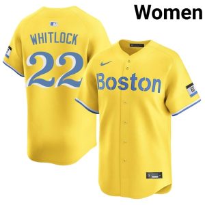 #22 Garrett Whitlock The Sawx Women's Baseball Official Jerseys - Gold