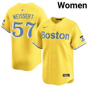 #57 Greg Weissert BOS Women Baseball MLB Jersey - Gold