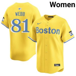 #81 Jacob Webb BOS Red Sox Womens Baseball Player Jerseys - Gold