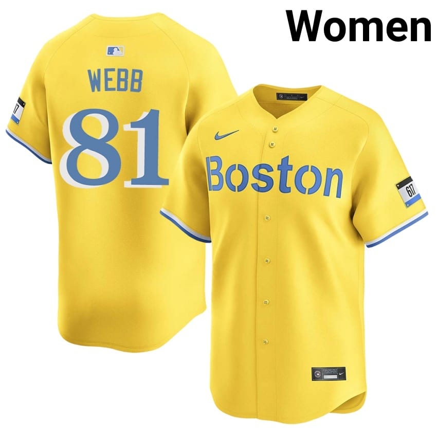 #81 Jacob Webb BOS Red Sox Womens Baseball Player Jerseys - Gold