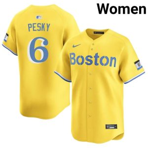#6 Johnny Pesky Olde Towne Team Womens Baseball New Jersey - Gold