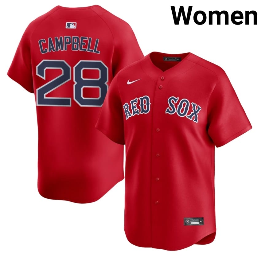 #28 Kristian Campbell Boston Womens Baseball Embroidery Jersey - Red