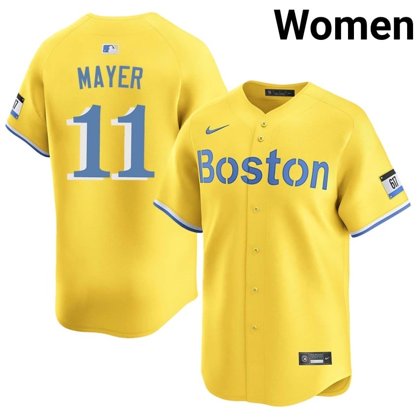 #11 Marcelo Mayer BOS Women Baseball Embroidery Jerseys - Gold