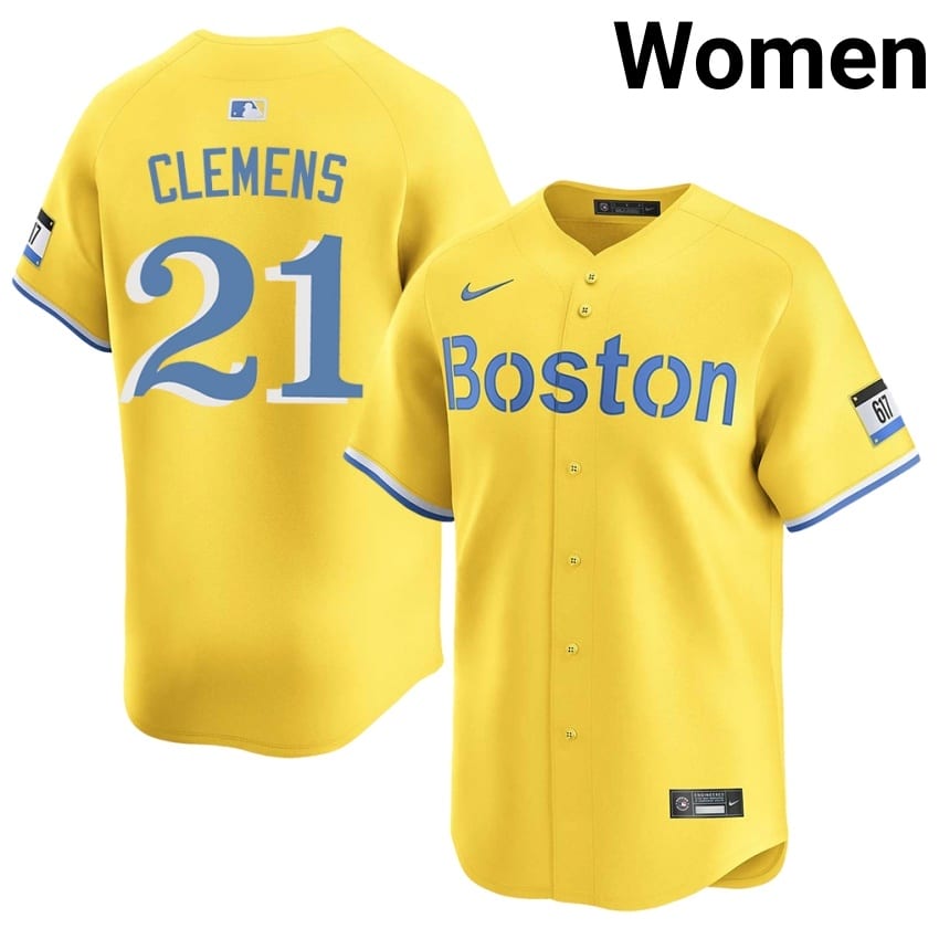 #21 Roger Clemens The Crimson Womens Baseball Authentic Jersey - Gold