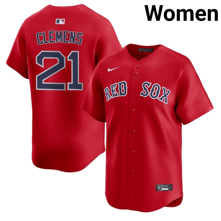 #21 Roger Clemens BOS Womens Baseball Official Jersey - Red