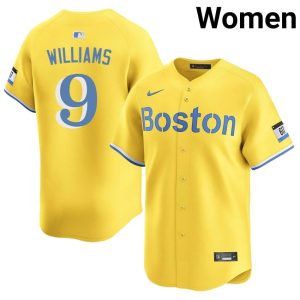 #9 Ted Williams Boston Red Sox Womens Baseball Player Jerseys - Gold