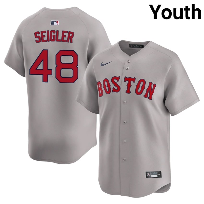 #48 Anthony Seigler Red Sox Nation Youth Baseball Popular Jerseys - Gray