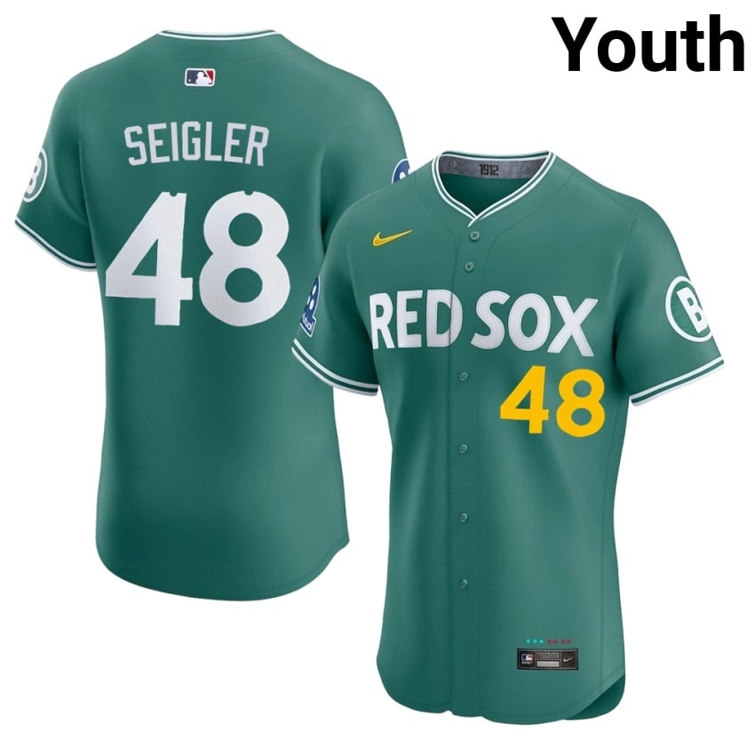 #48 Anthony Seigler Red Sox Youth Baseball Popular Jerseys - Green