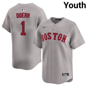#1 Bobby Doerr Carmine Hose Youth Baseball Replica Jerseys - Gray