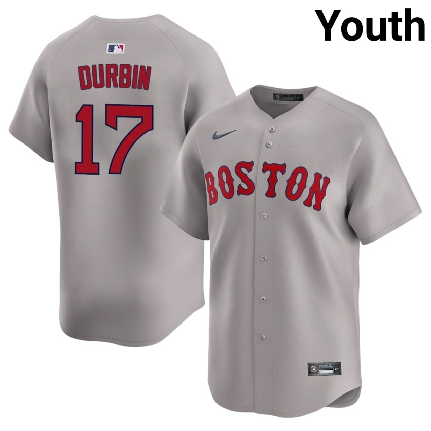 #17 Caleb Durbin Red Sox Youth Baseball Popular Jerseys - Gray