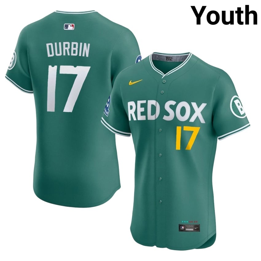 #17 Caleb Durbin Carmine Hose Youth Baseball Stitched Jerseys - Green