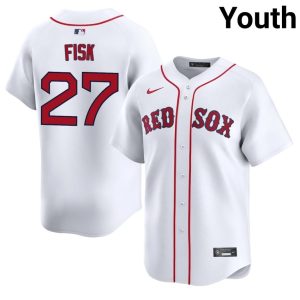 #27 Carlton Fisk Carmine Hose Youth Baseball New Jerseys - White
