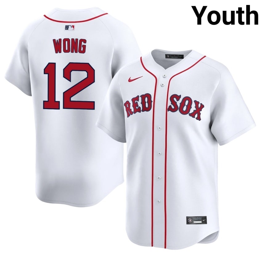 #12 Connor Wong The Sox Youth Baseball Authentic Jerseys - White