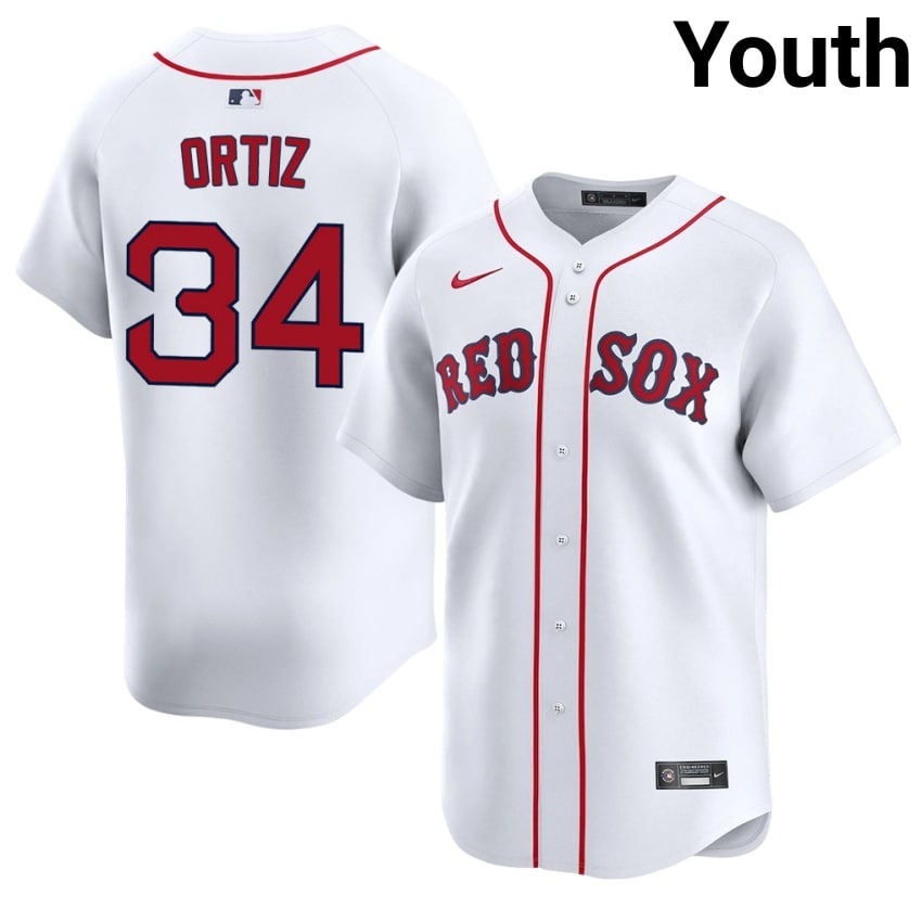 #34 David Ortiz Red Sox Nation Youth Baseball Limited Jerseys - White