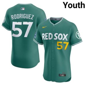 #57 Eduardo Rodriguez Boston Youth Baseball MLB Jerseys - Green