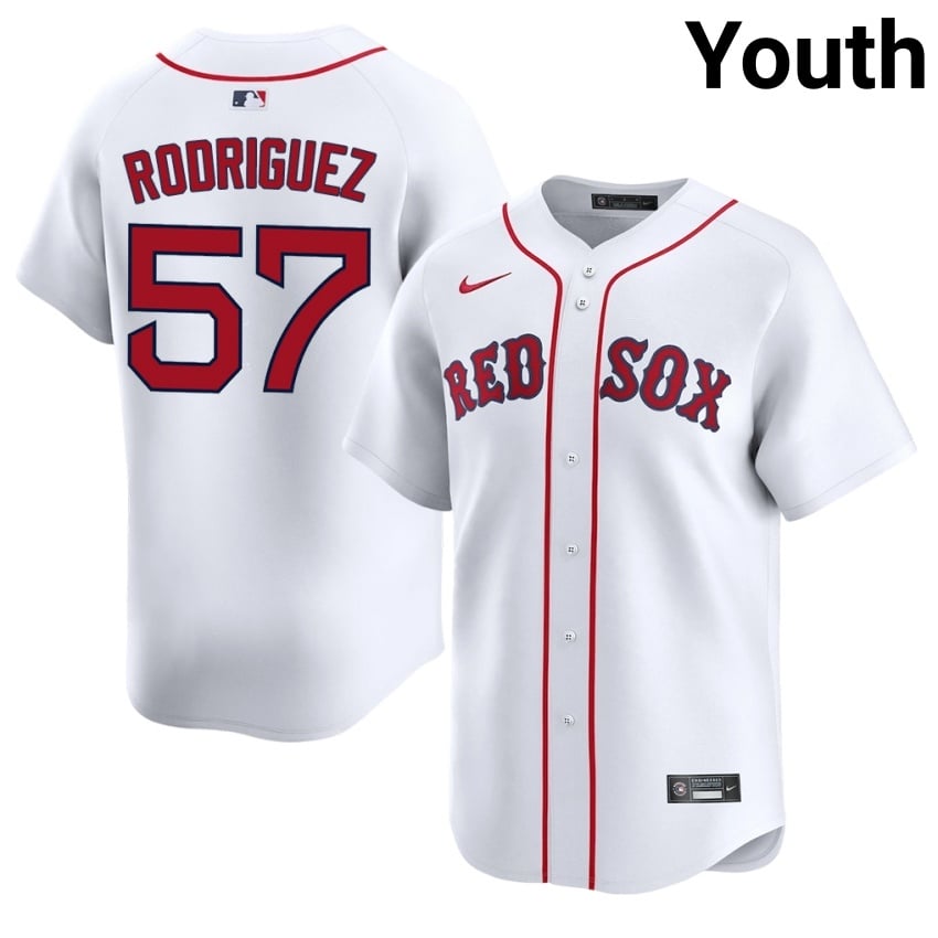 #57 Eduardo Rodriguez Red Sox Youth Baseball Embroidery Jerseys - White