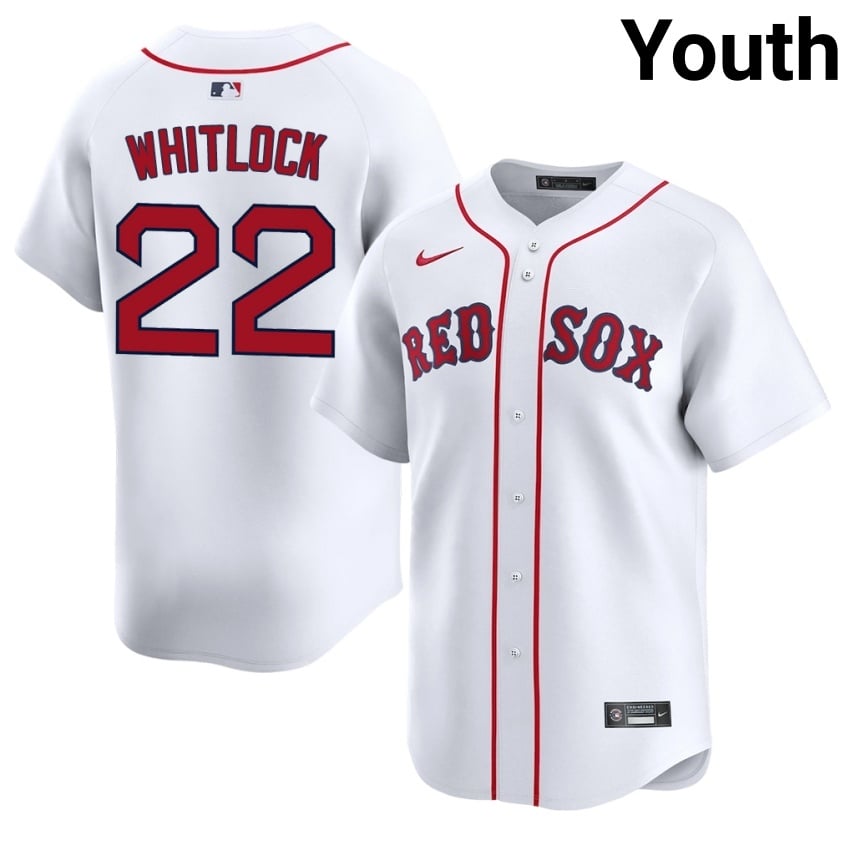 #22 Garrett Whitlock The Crimson Youth Baseball Official Jersey - White