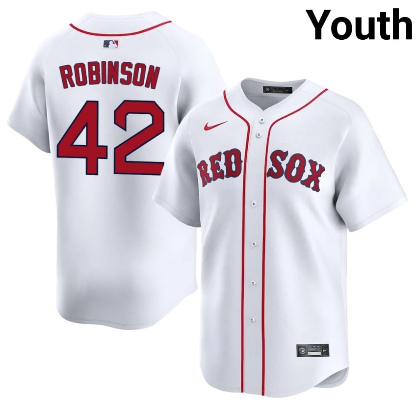 #42 Jackie Robinson The Crimson Youth Baseball Replica Jerseys - White