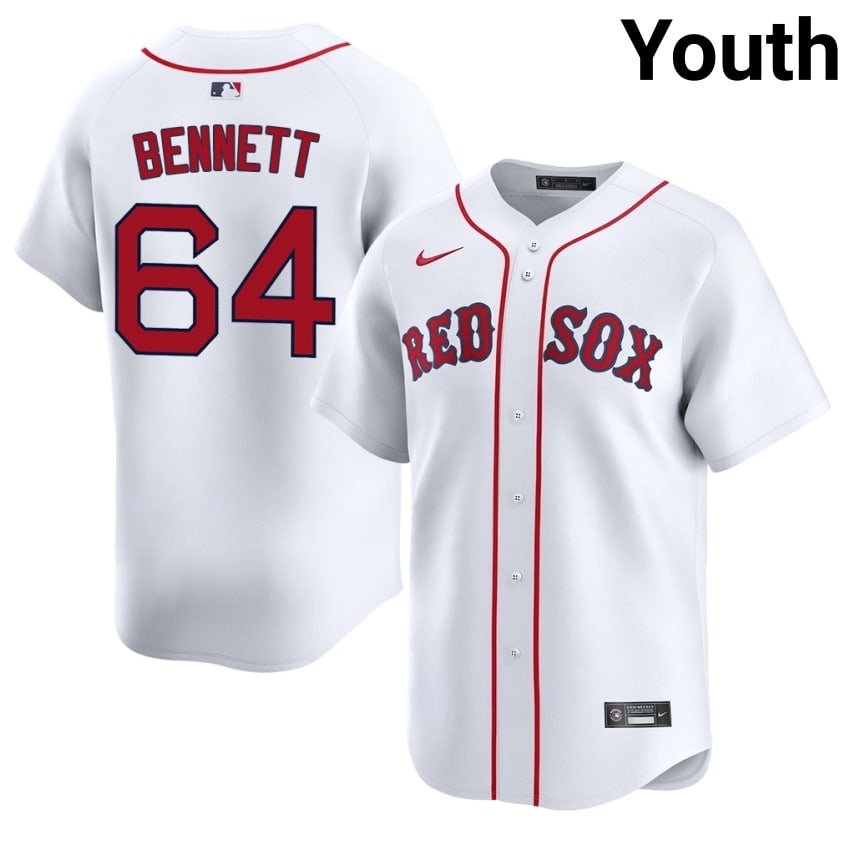 #64 Jake Bennett Red Sox Nation Youth Baseball Embroidery Jersey - White