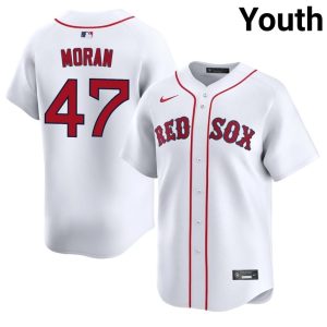 #47 Jovani Moran BoSox Youth Baseball Player Jersey - White