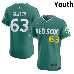#63 Justin Slaten BRS Youth Baseball Limited Jerseys - Green