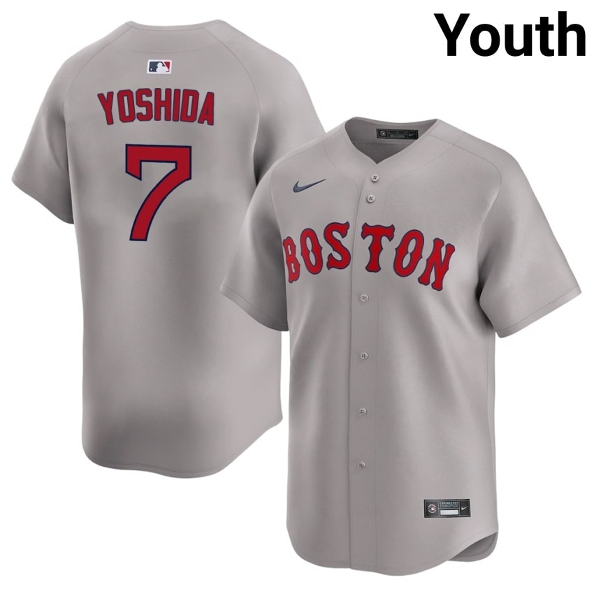 #7 Masataka Yoshida BOS Youth Baseball Authentic Jersey - Gray