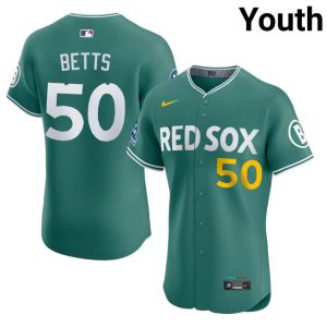 #50 Mookie Betts Boston Youth Baseball 2026-27 Jerseys - Green