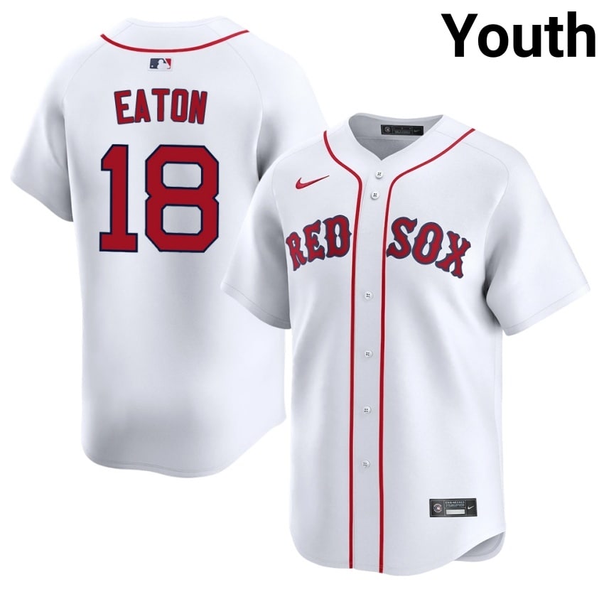 #18 Nate Eaton The Sox Youth Baseball Authentic Jerseys - White
