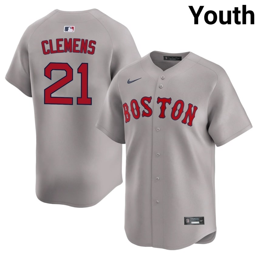 #21 Roger Clemens BOS Red Sox Youth Baseball Limited Jersey - Gray