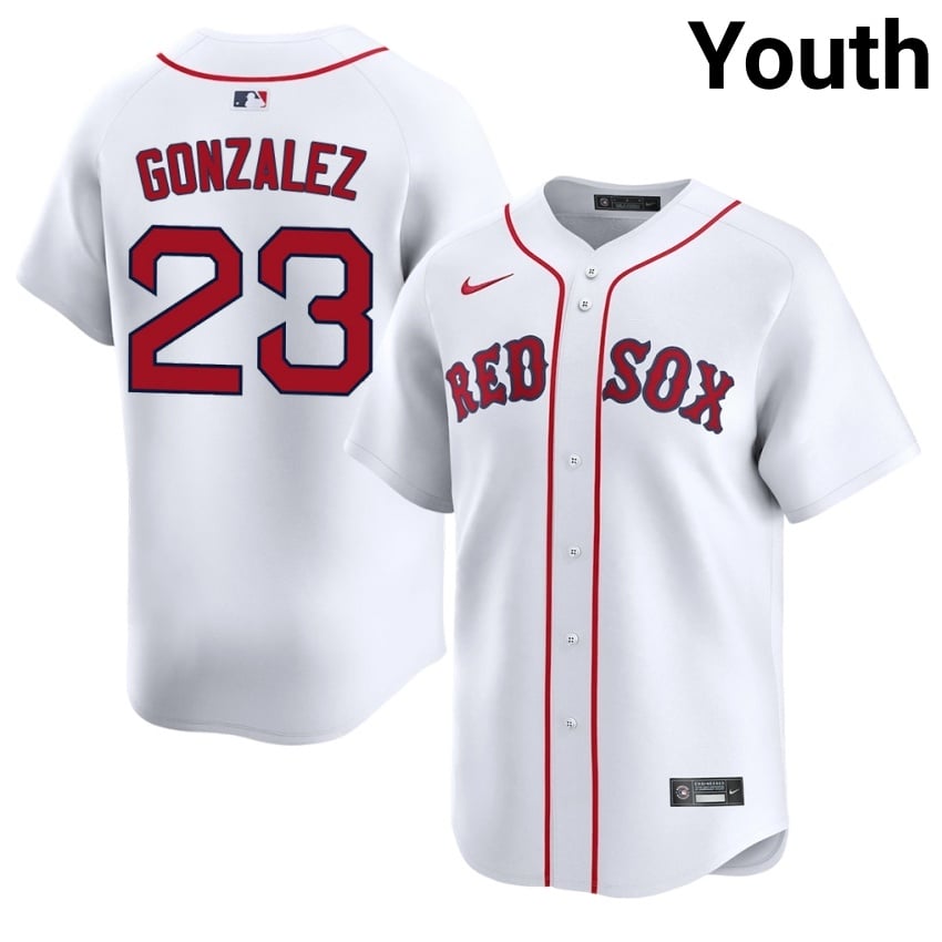 #23 Romy Gonzalez Boston Youth Baseball Stitched Jerseys - White
