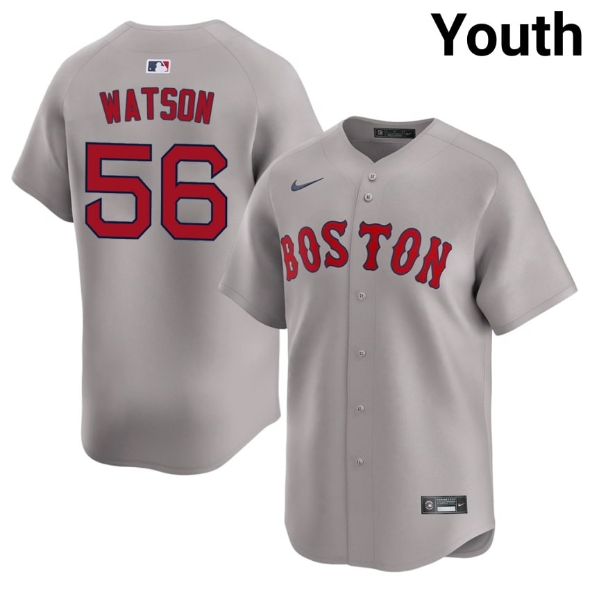 #56 Ryan Watson Red Sox Nation Youth Baseball MLB Jerseys - Gray