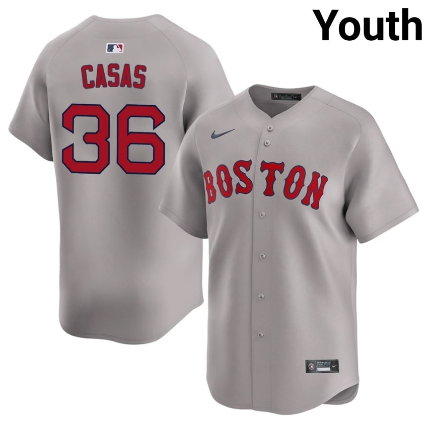 #36 Triston Casas BOS Red Sox Youth Baseball Stitched Jerseys - Gray