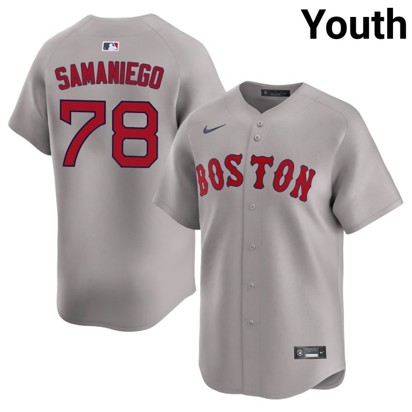 #78 Tyler Samaniego BOS Red Sox Youth Baseball 2026-27 Jerseys - Gray