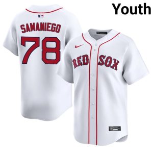 #78 Tyler Samaniego BoSox Youth Baseball Authentic Jerseys - White
