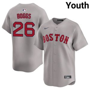 #26 Wade Boggs Carmine Hose Youth Baseball Embroidery Jerseys - Gray