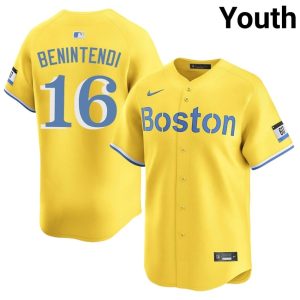 #16 Andrew Benintendi Carmine Hose Youth Baseball Popular Jerseys - Gold