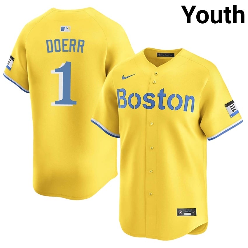 #1 Bobby Doerr BoSox Youth Baseball Game Jerseys - Gold