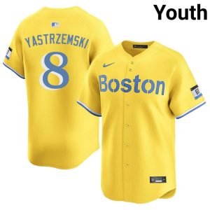 #8 Carl Yastrzemski Carmine Hose Youth Baseball Official Jersey - Gold