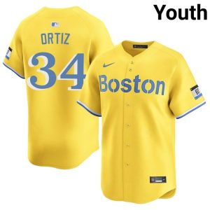 #34 David Ortiz BoSox Youth Baseball Replica Jerseys - Gold