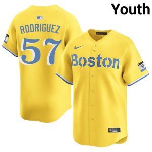 #57 Eduardo Rodriguez Boston Youth Baseball MLB Jersey - Gold