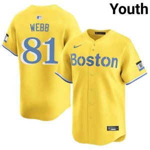 #81 Jacob Webb Red Sox Nation Youth Baseball Embroidery Jersey - Gold