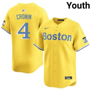 #4 Joe Cronin Carmine Hose Youth Baseball Official Jerseys - Gold