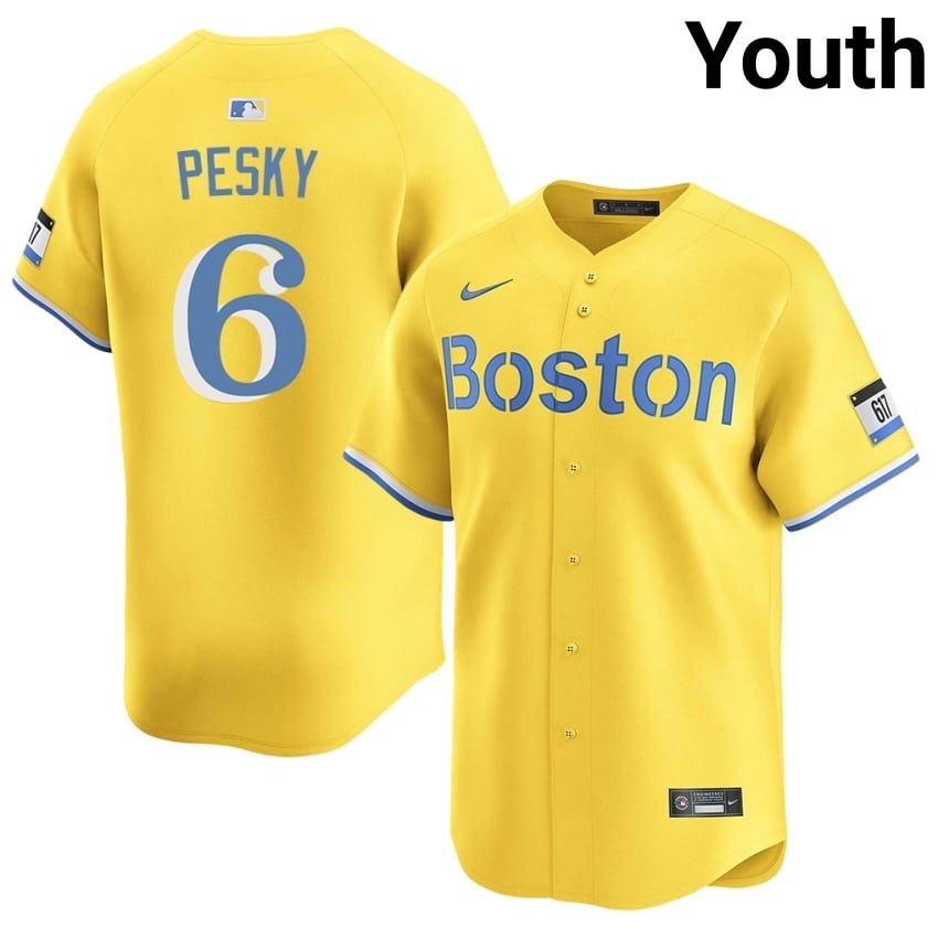 #6 Johnny Pesky BoSox Youth Baseball New Jerseys - Gold