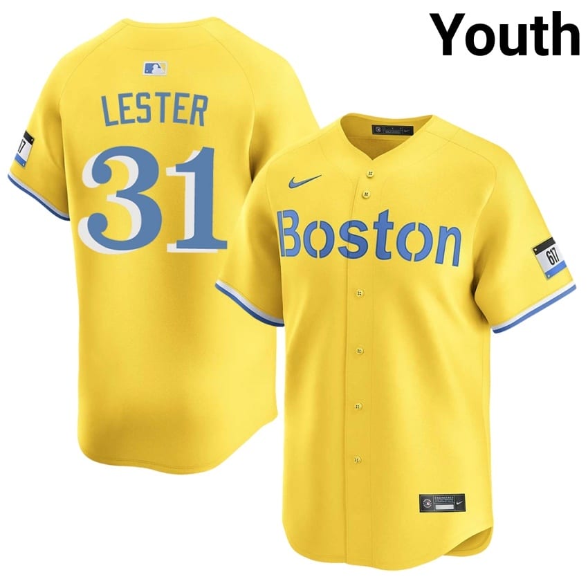 #31 Jon Lester The Sawx Youth Baseball Game Jersey - Gold
