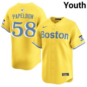 #58 Jonathan Papelbon The Crimson Youth Baseball Limited Jersey - Gold
