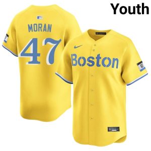 #47 Jovani Moran Red Sox Nation Youth Baseball Official Jerseys - Gold
