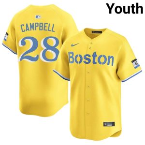 #28 Kristian Campbell Red Sox Nation Youth Baseball Player Jerseys - Gold