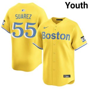 #55 Ranger Suarez The Crimson Youth Baseball Popular Jerseys - Gold