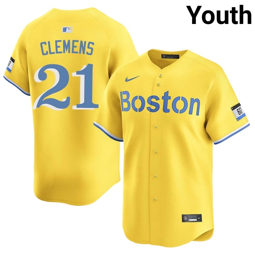 #21 Roger Clemens Olde Towne Team Youth Baseball Official Jerseys - Gold